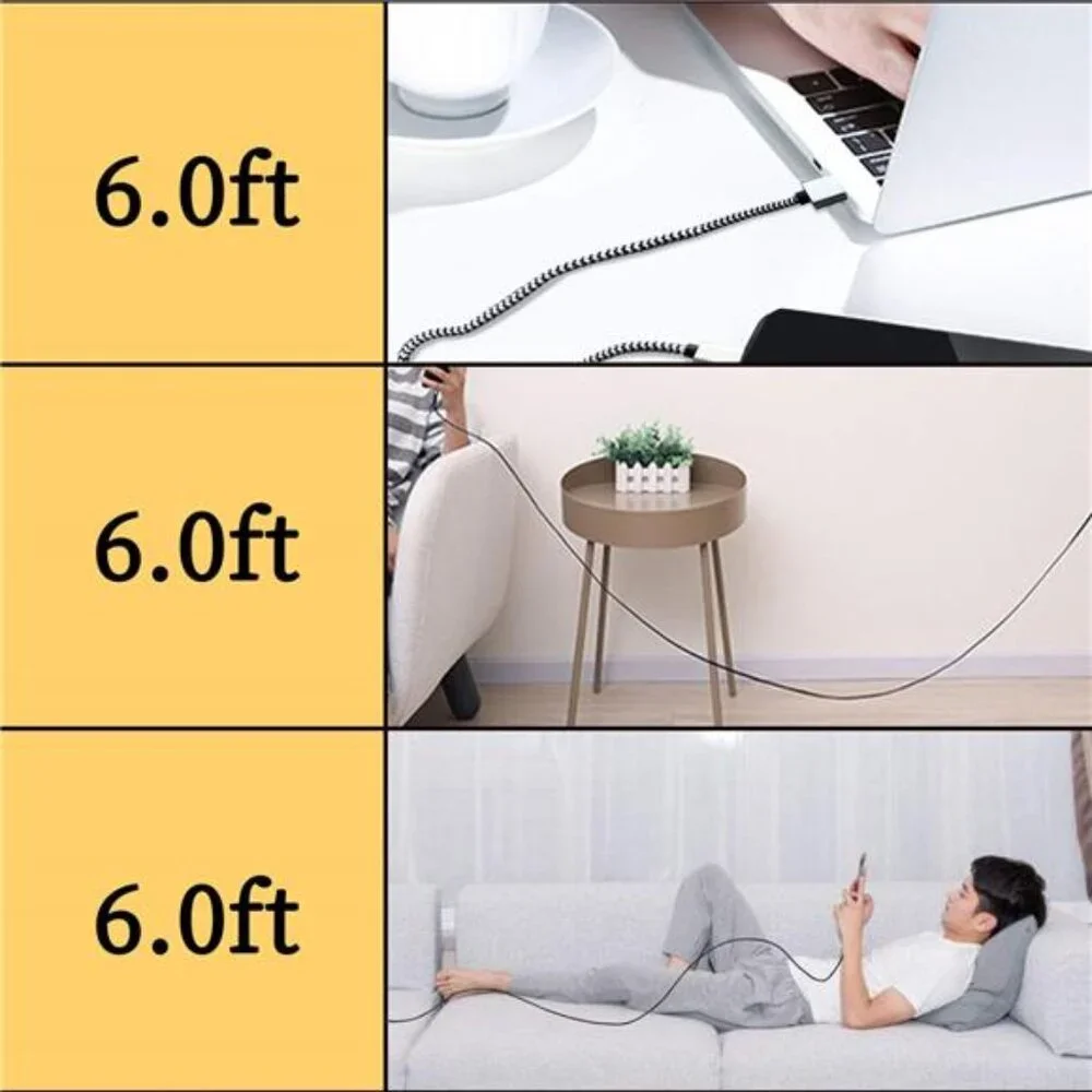 USB Type c Cable, 5 Pack (6FT) Nylon Braided USB C Cables 3A Fast Charging